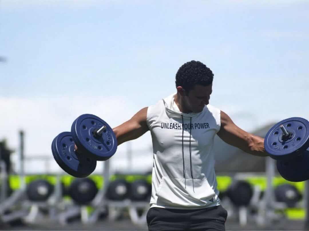local champion athlete training hard
